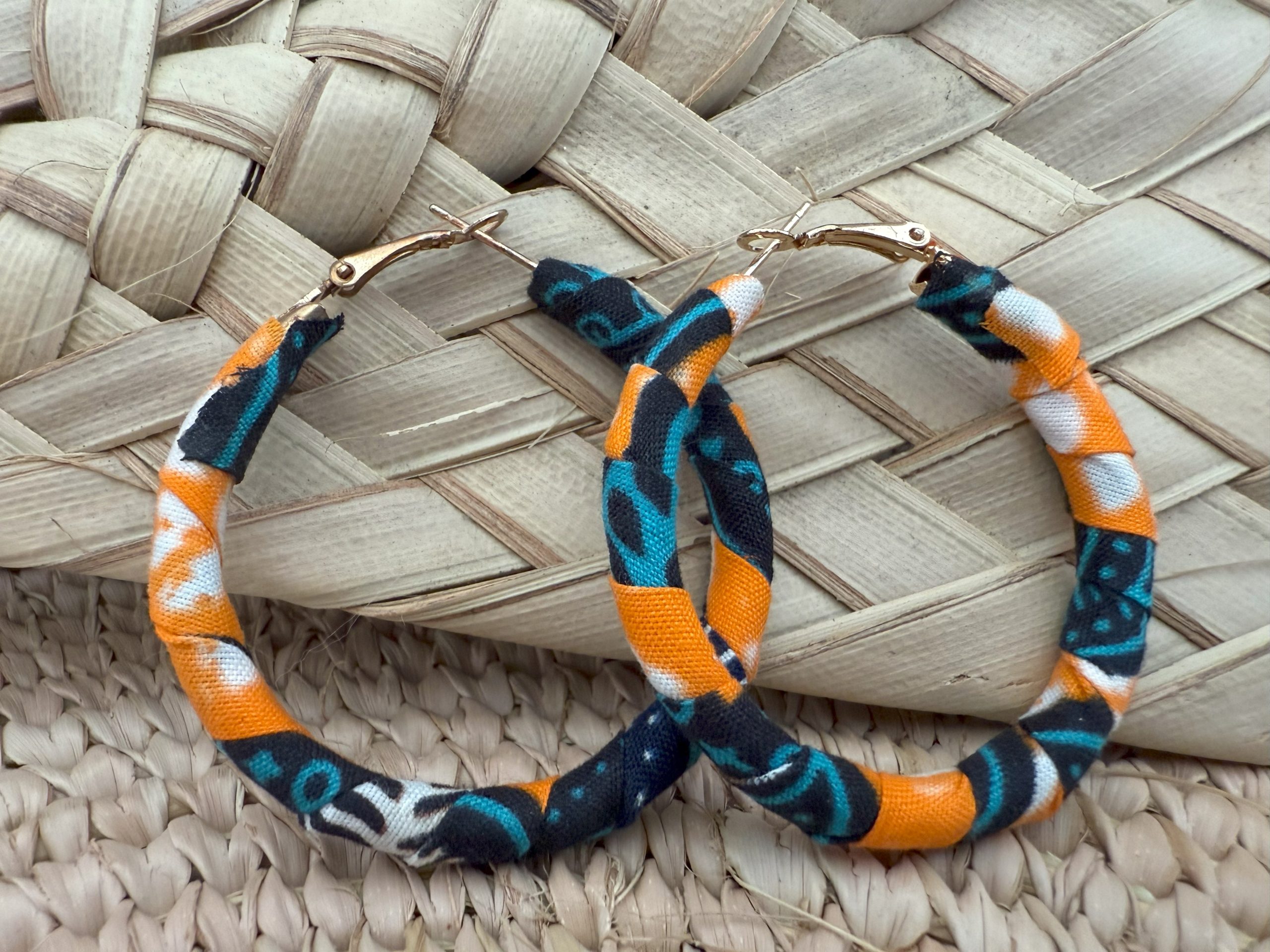 Ensemble collier boucles d'oreilles Orange Bleu turquoise – Image 4