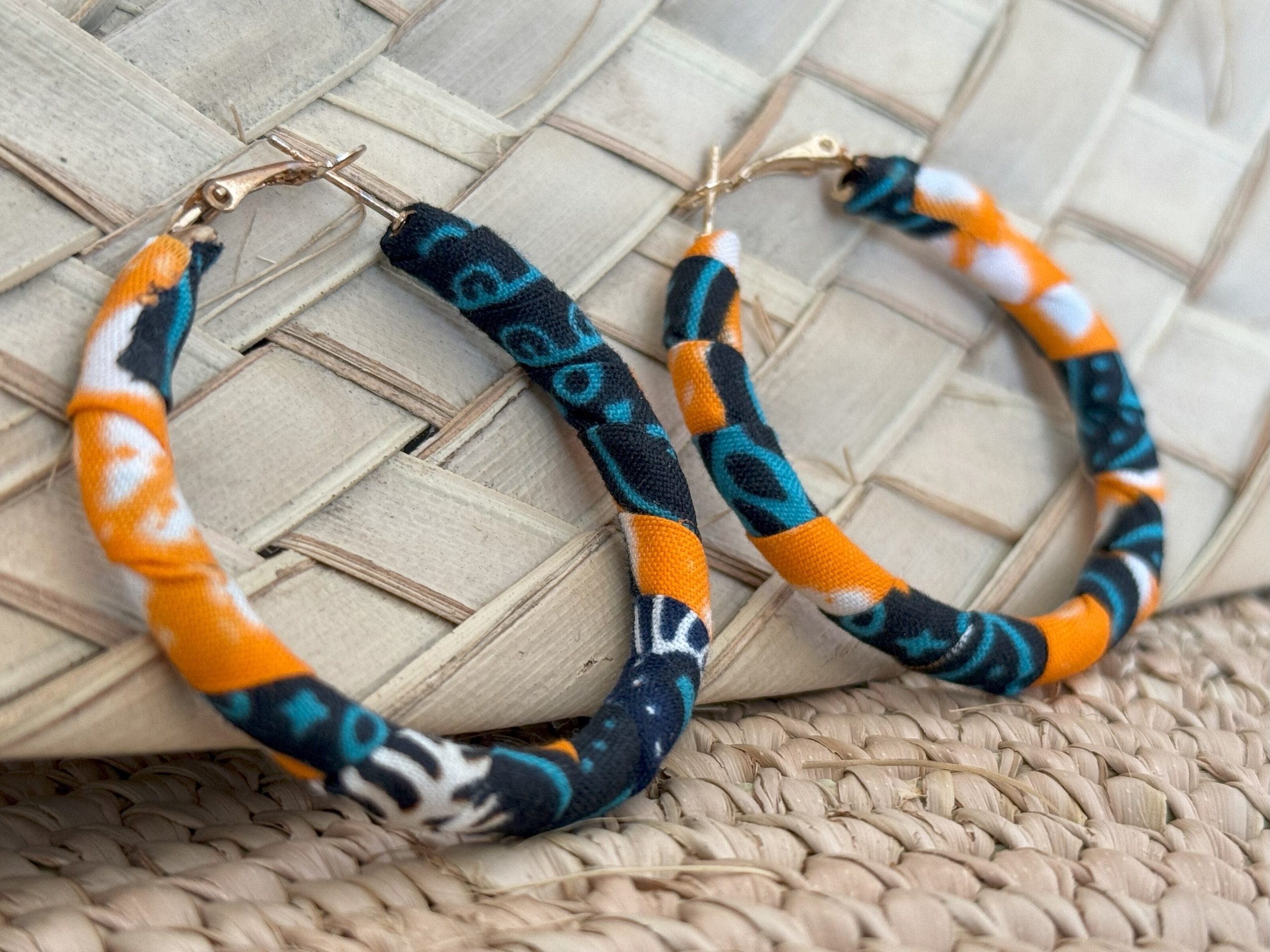 Ensemble collier boucles d'oreilles Orange Bleu turquoise – Image 5