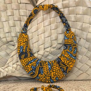 Ensemble collier boucles d’oreilles Orange Bleu foncé Noir