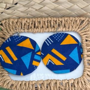 Boucles d'oreilles rondes Bleu - 8 cm
