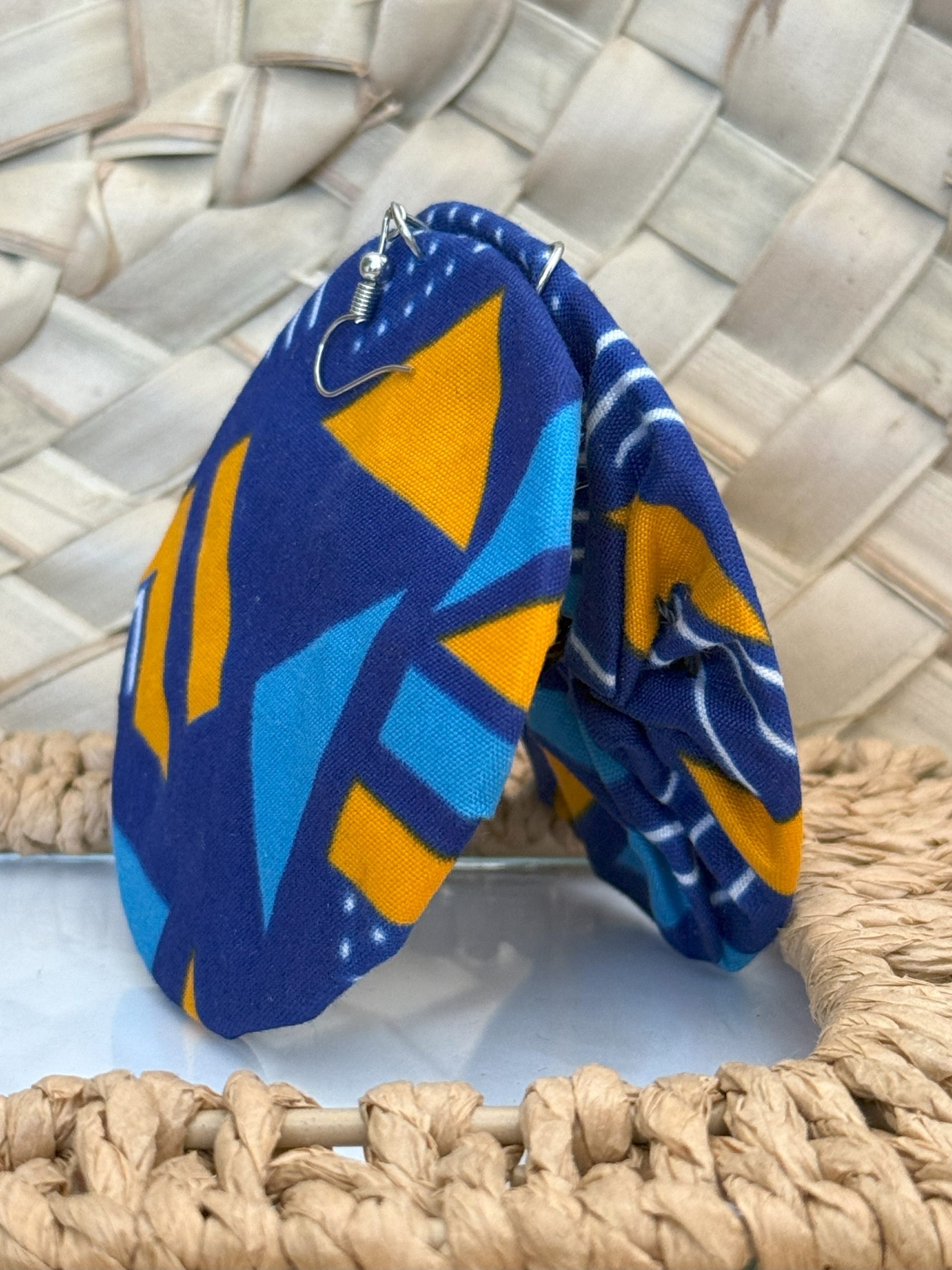 Boucles d'oreilles rondes Bleu - 8 cm – Image 3