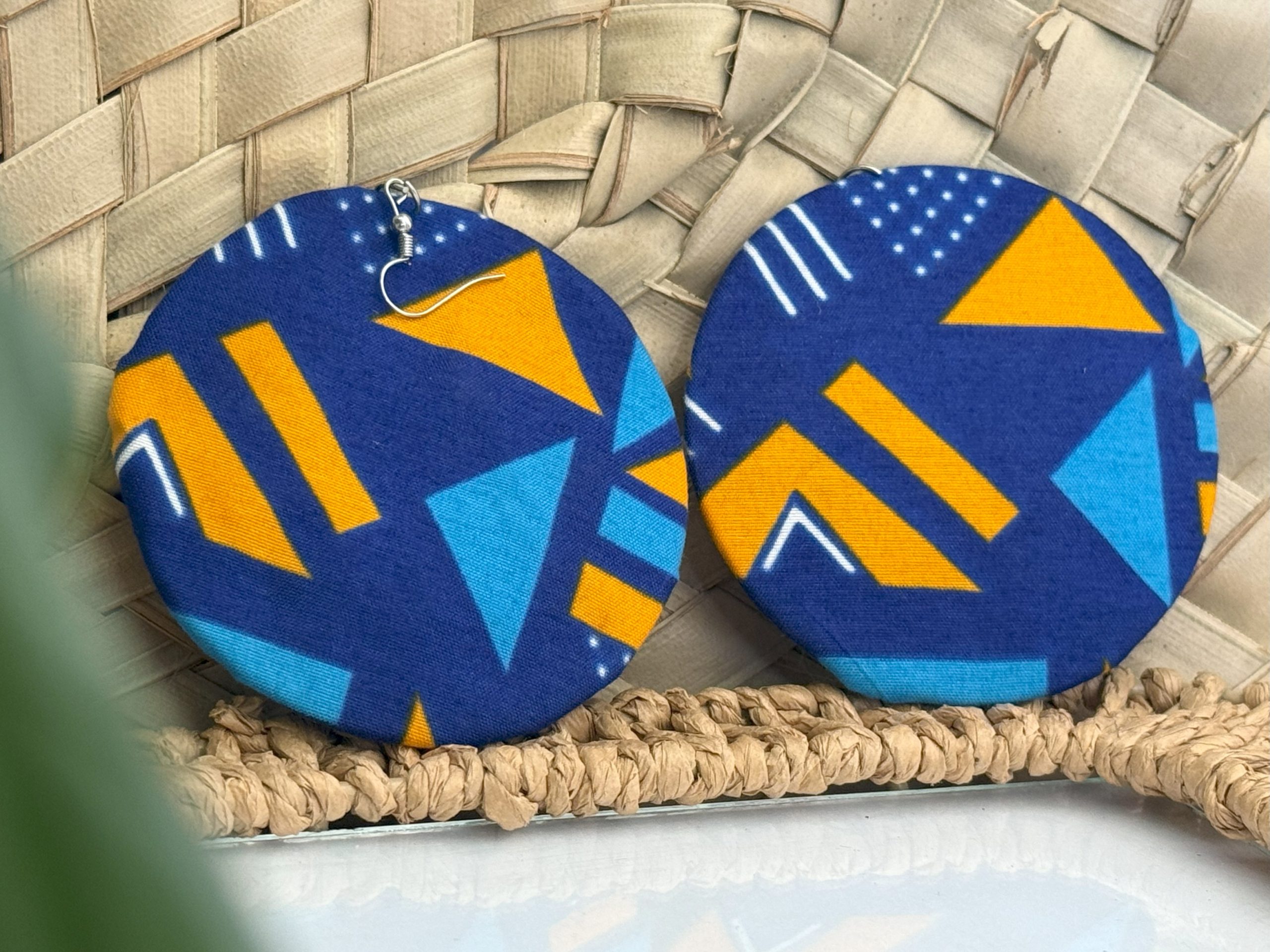 Boucles d'oreilles rondes Bleu - 8 cm – Image 2