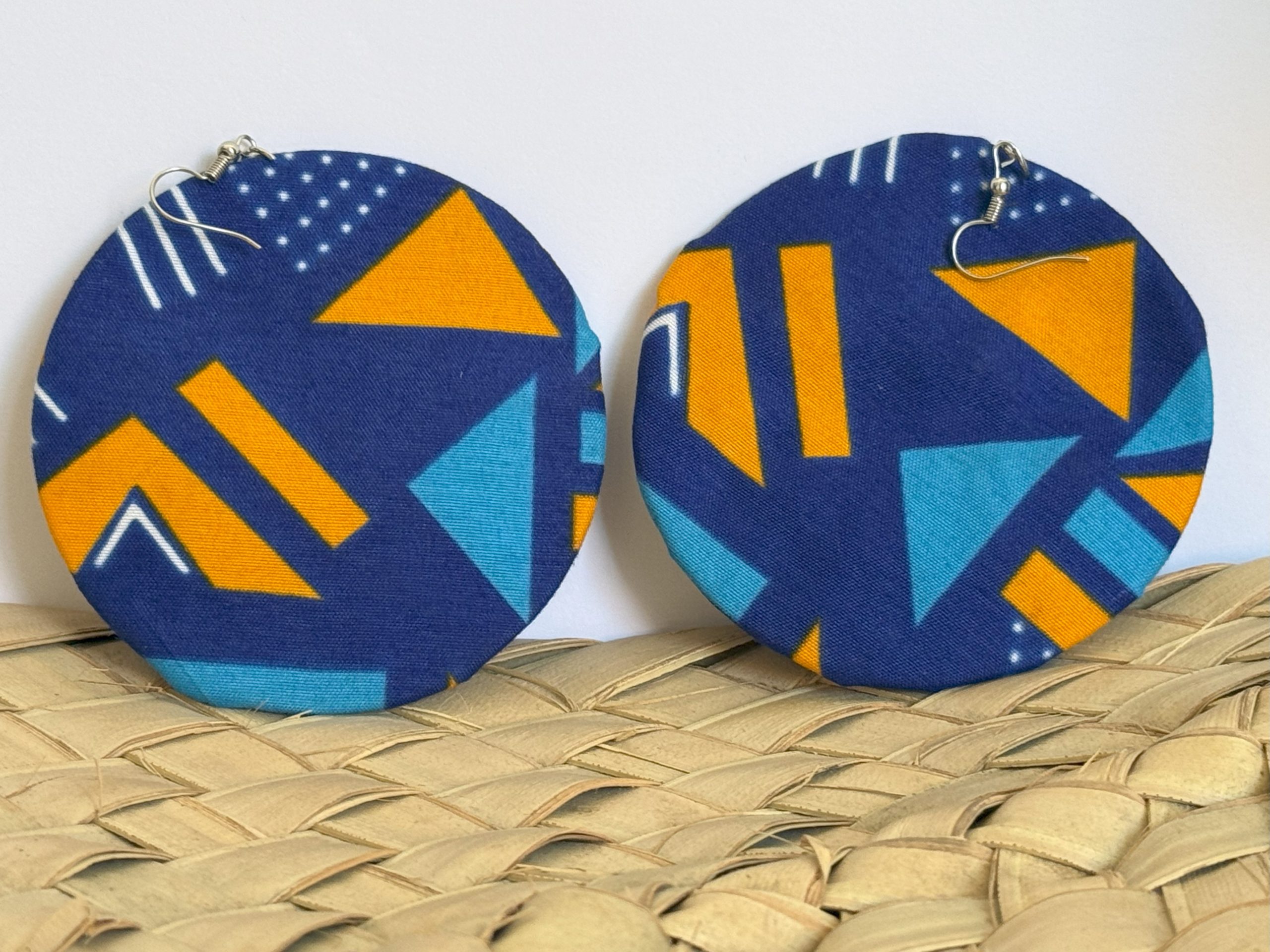 Boucles d'oreilles rondes Bleu - 8 cm – Image 4