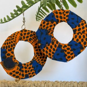 Boucles d’oreilles Orange Bleu – 6 cm