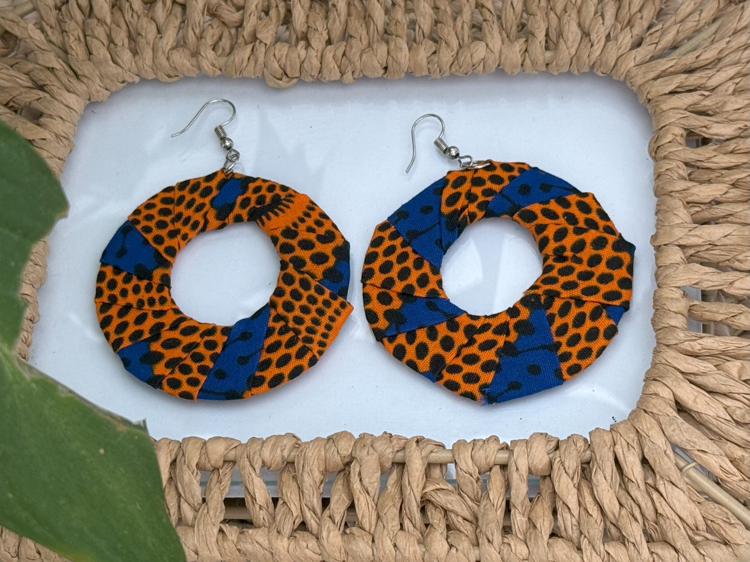 Boucles d’oreilles Orange Bleu – 6 cm – Image 5