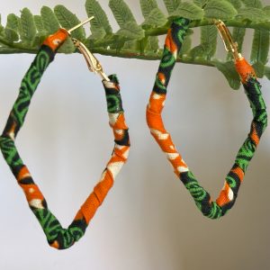 Boucles d'oreilles Losange Orange Vert 6x4 cm