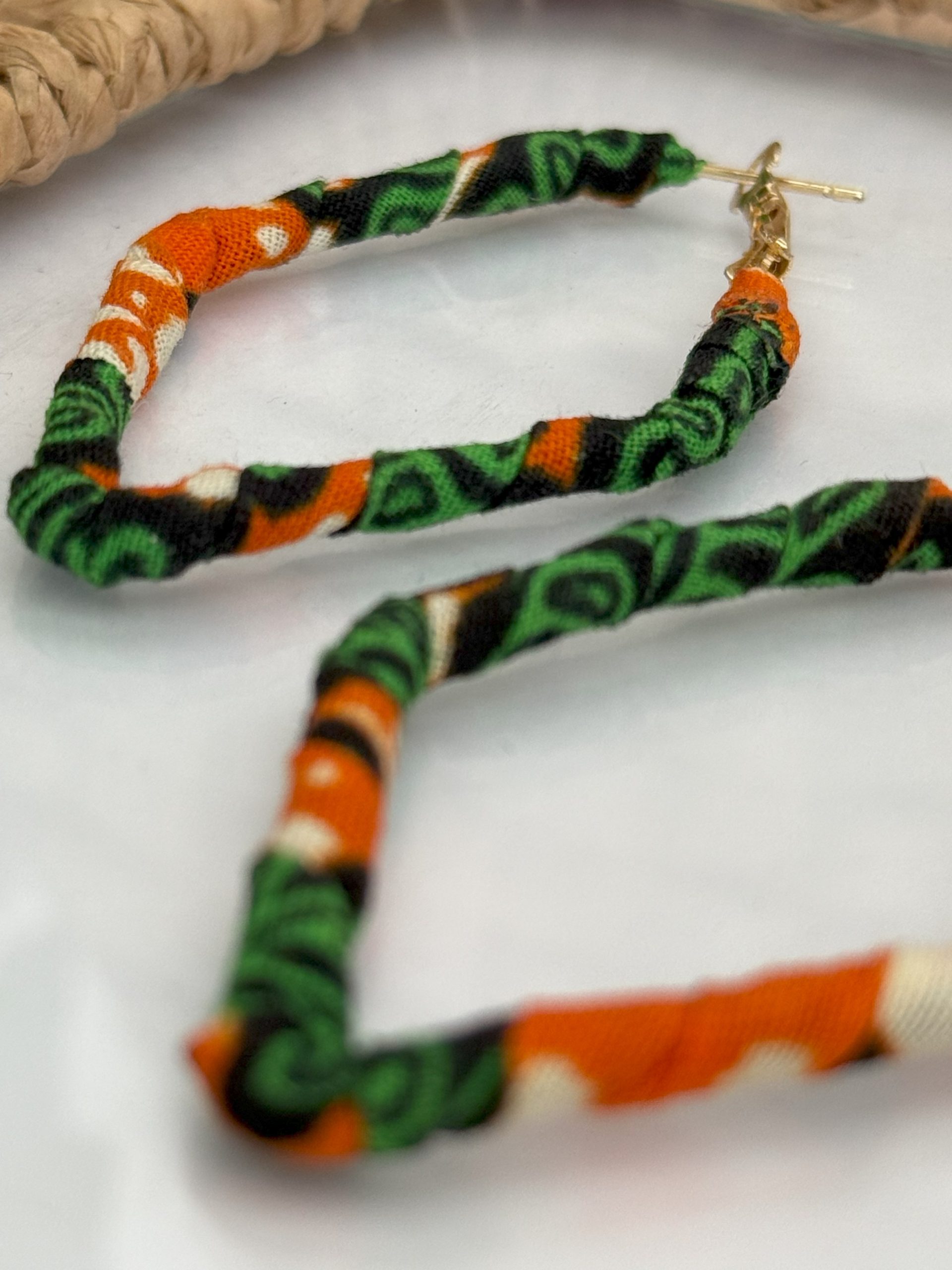 Boucles d'oreilles Losange Orange Vert 6x4 cm – Image 5
