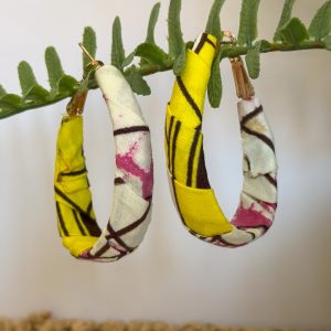 Boucles d'oreilles Jaune Blanc Rose - 4,5x3,5 cm