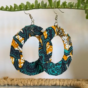 Boucles d'oreilles Bleu turquoise Orange - 6 cm