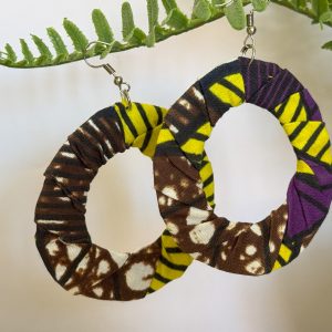 Boucles d’oreilles Jaune Marron Violet – 6,5 cm