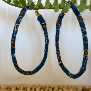 Boucles d'oreilles Créoles Goutte Bleu - 6,5x4 cm