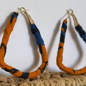 Boucles d'oreilles Triangle Orange Bleu - 5x4,5 cm