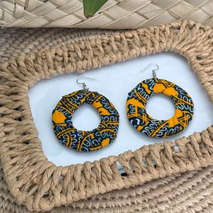 Boucles d'oreilles Orange Noir Blanc - 6x5 cm