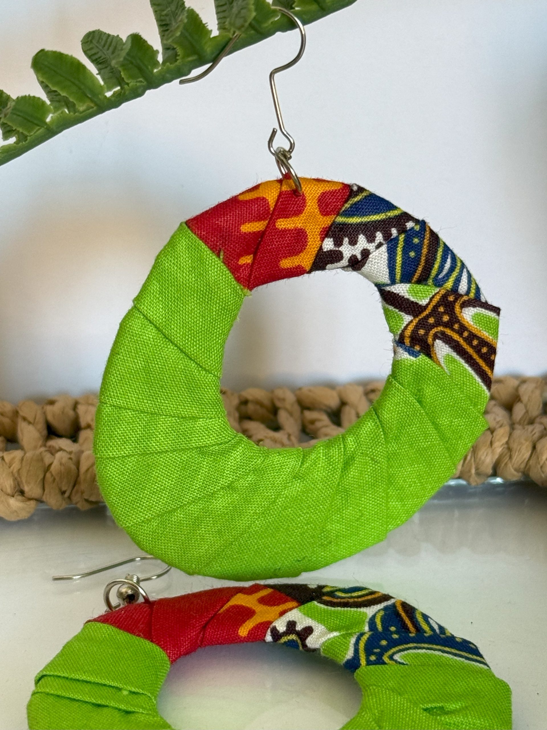 Boucles d’oreilles Vert – 6 cm – Image 2
