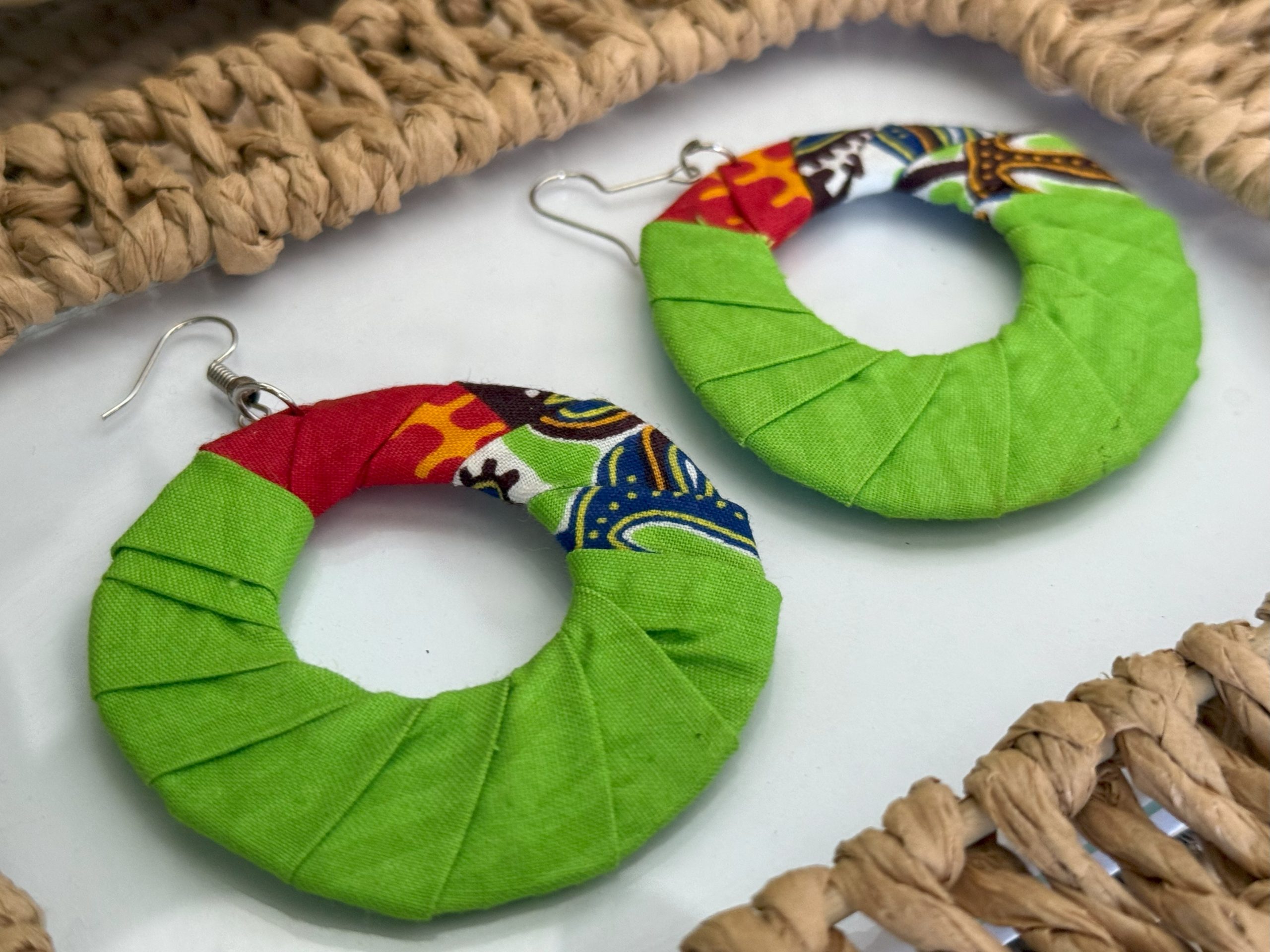 Boucles d’oreilles Vert – 6 cm – Image 3