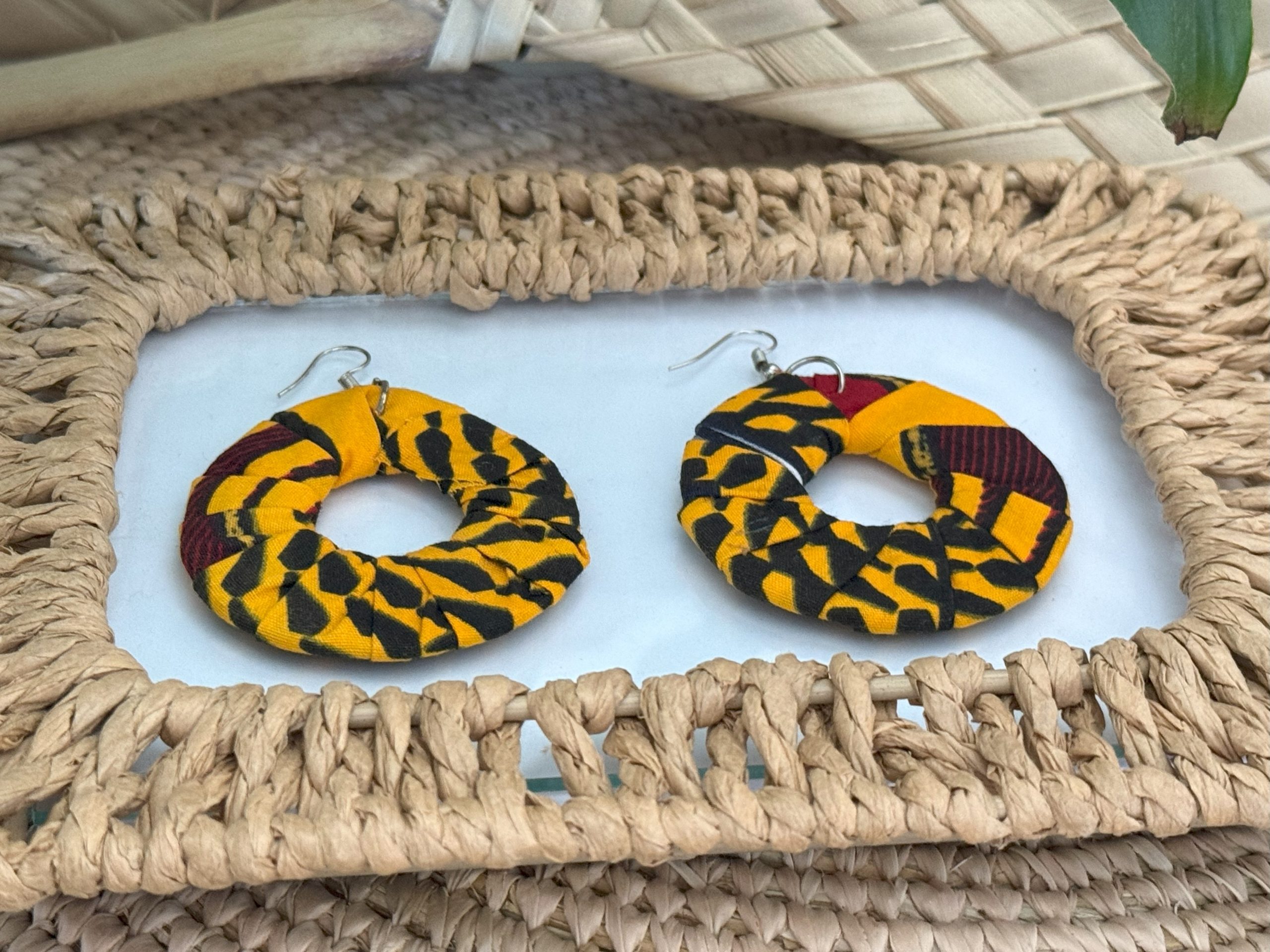 Boucles d'oreilles Orange Noir Rouge - 5,5 cm