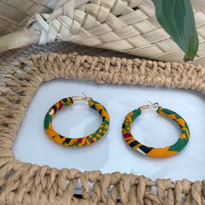 Boucles d’oreilles Orange Vert Rouge – 4,5 cm