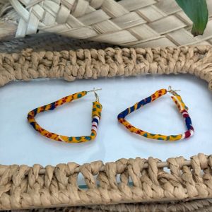 Boucles d’oreilles Triangle Orange Bleu Rouge – 5×4,5 cm