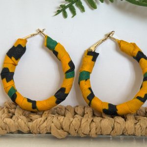 Boucles d'oreilles Jaune Noir Vert 4x3,5 cm