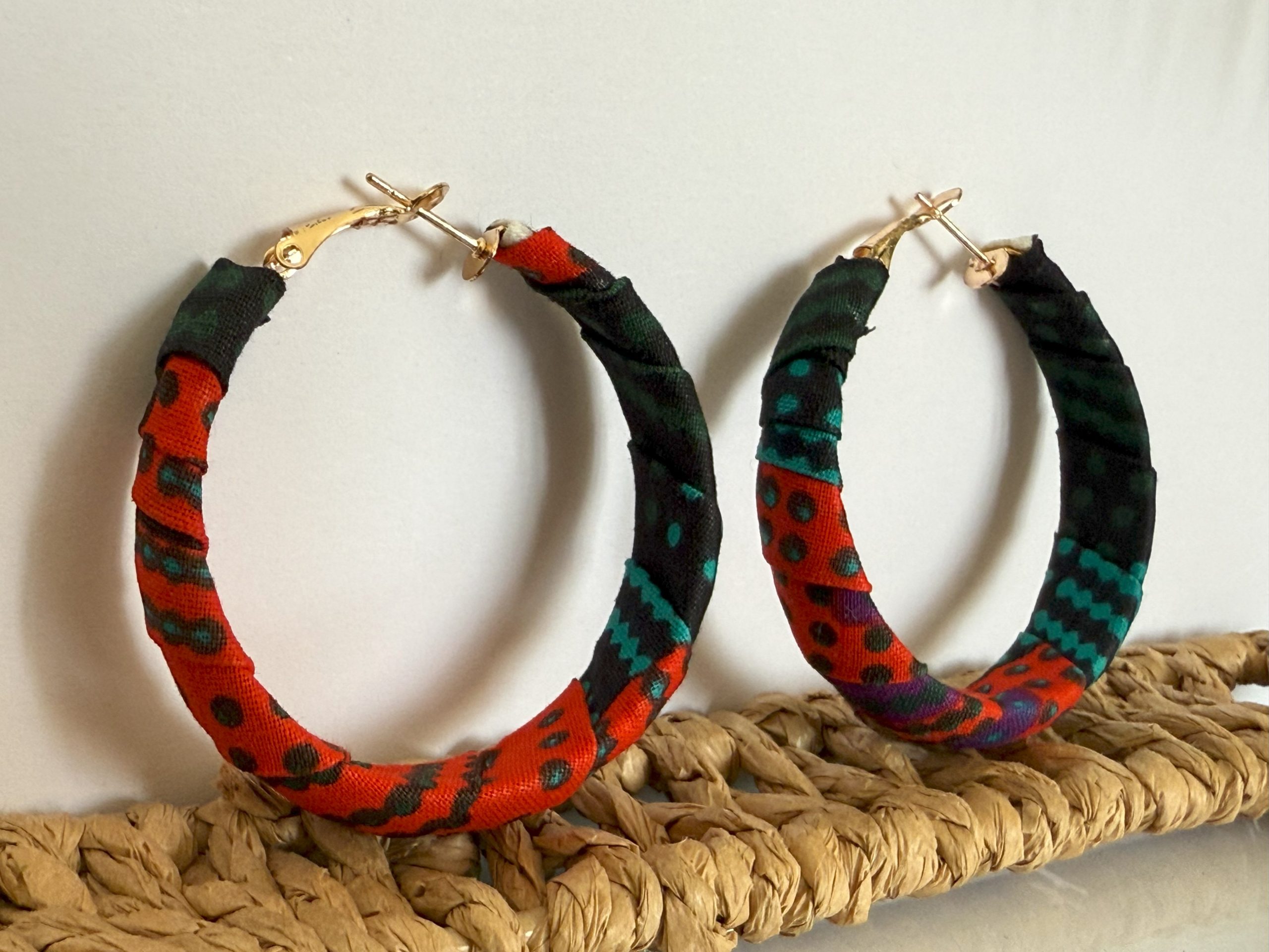 Boucles d’oreilles Bleu turquoise Rouge Vert – 5×4,5 cm – Image 5