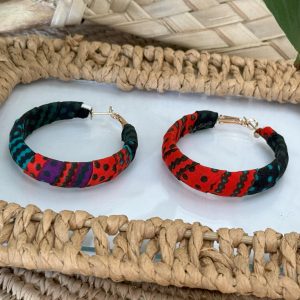 Boucles d’oreilles Bleu turquoise Rouge Vert – 5×4,5 cm