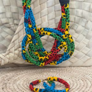 Ensemble collier boucles d’oreilles Bleu Orange Rouge Vert