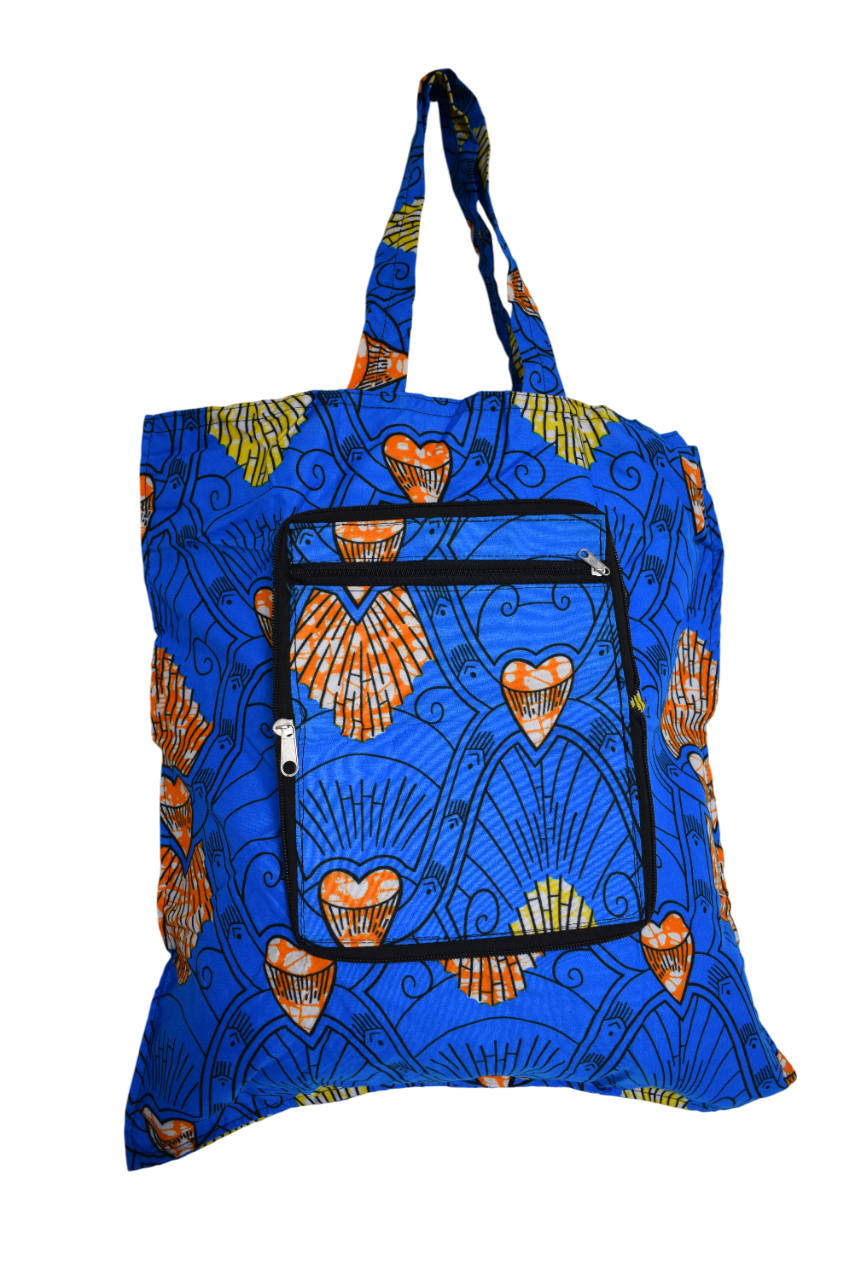 Tote bag pliable Bleu Orange