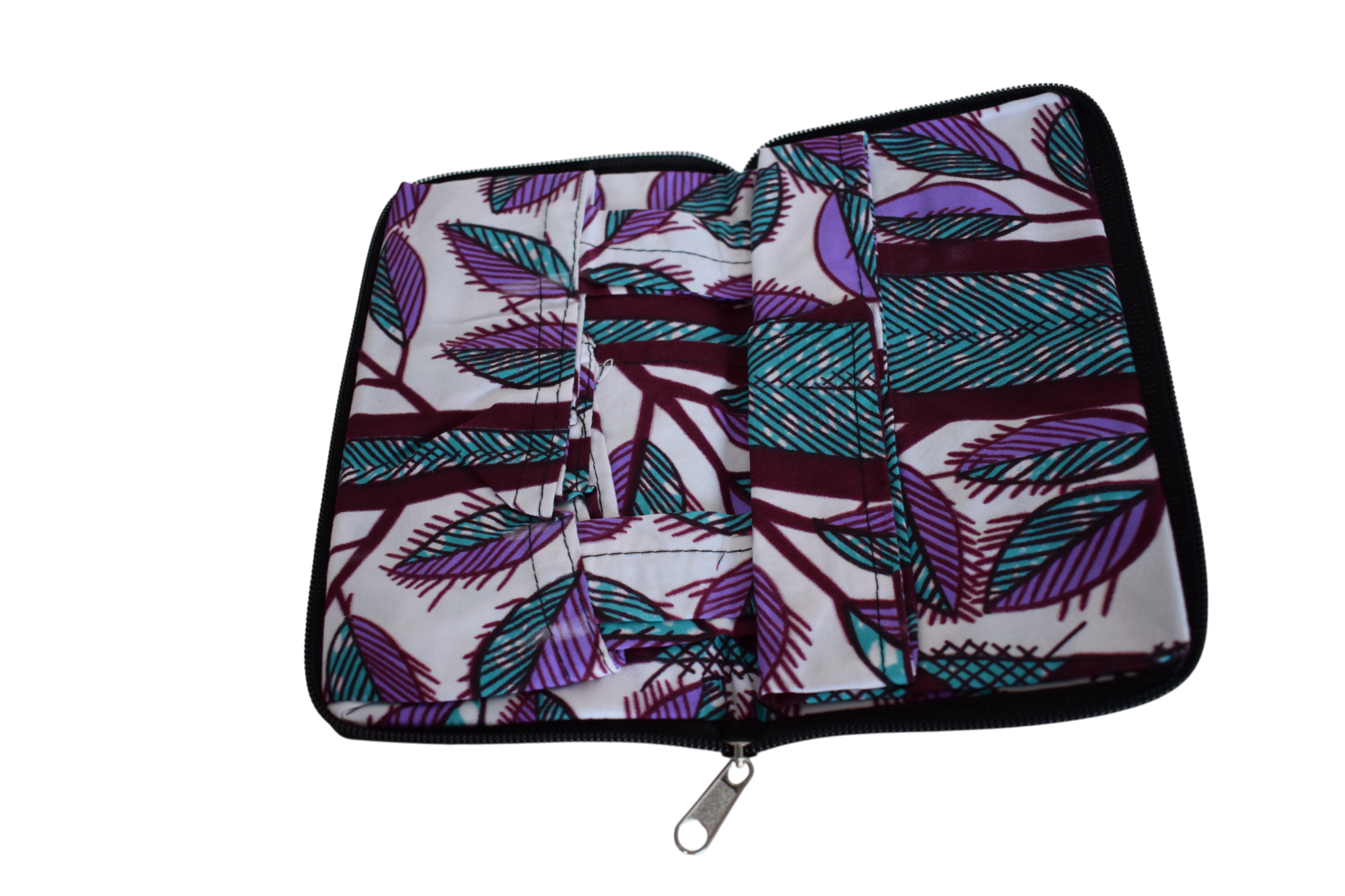 Tote bag pliable Feuilles Violet Turquoise – Image 5