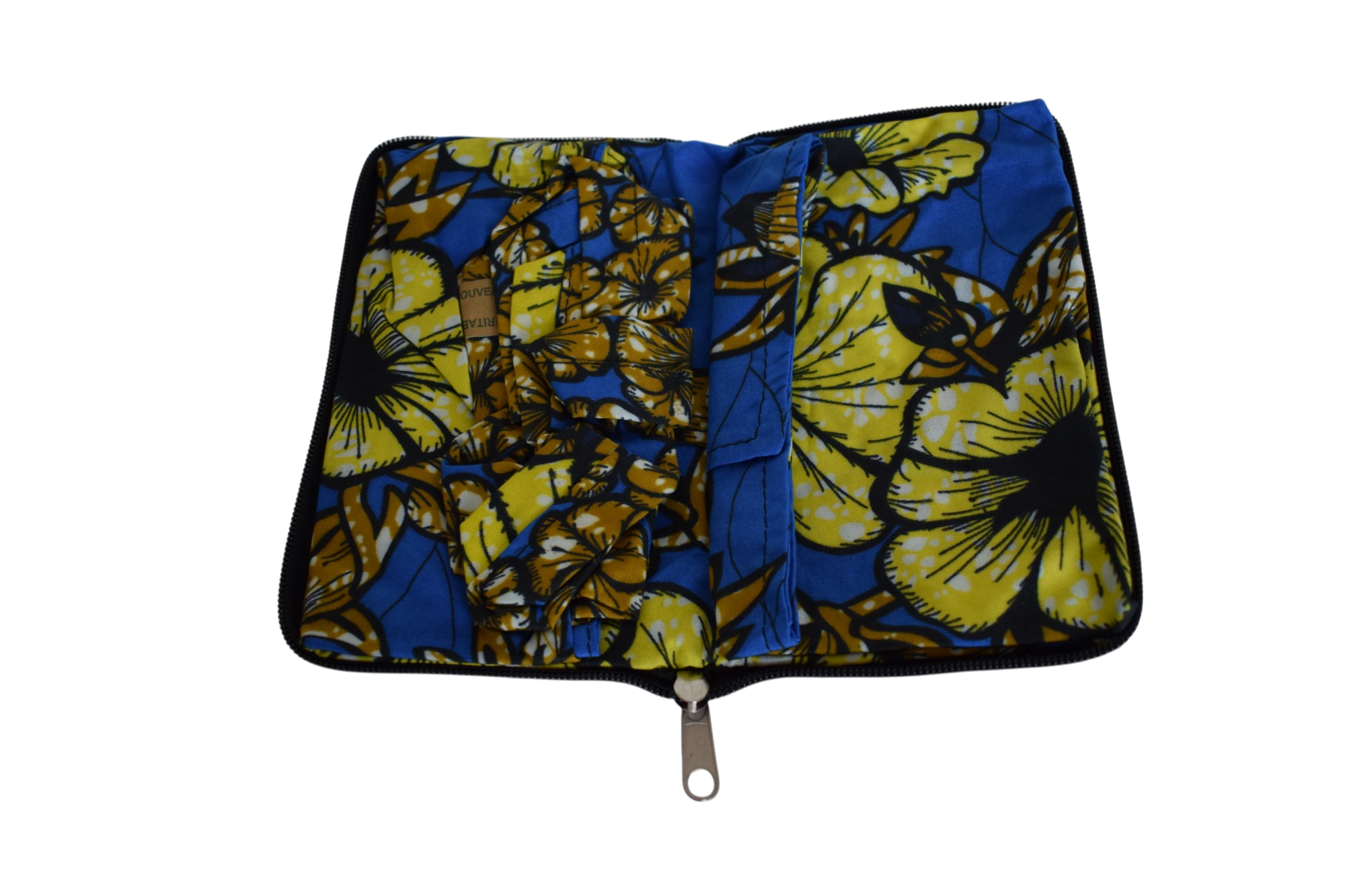 Tote bag pliable Fleurs Jaune Bleu – Image 5