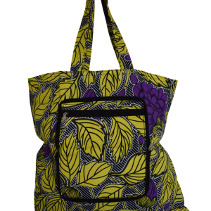 Tote bag pliable Feuilles Jaune Violet
