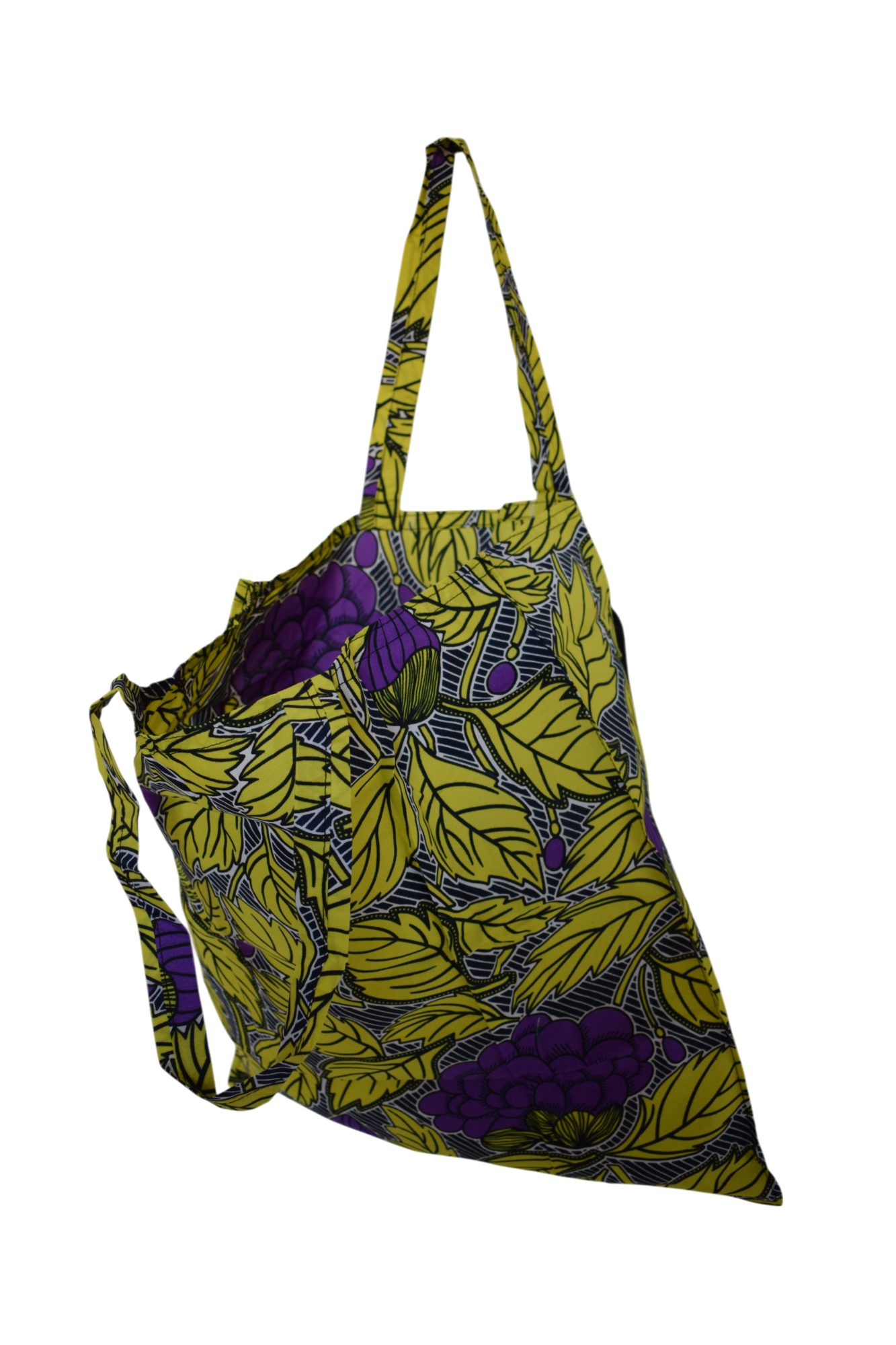 Tote bag pliable Feuilles Jaune Violet – Image 3