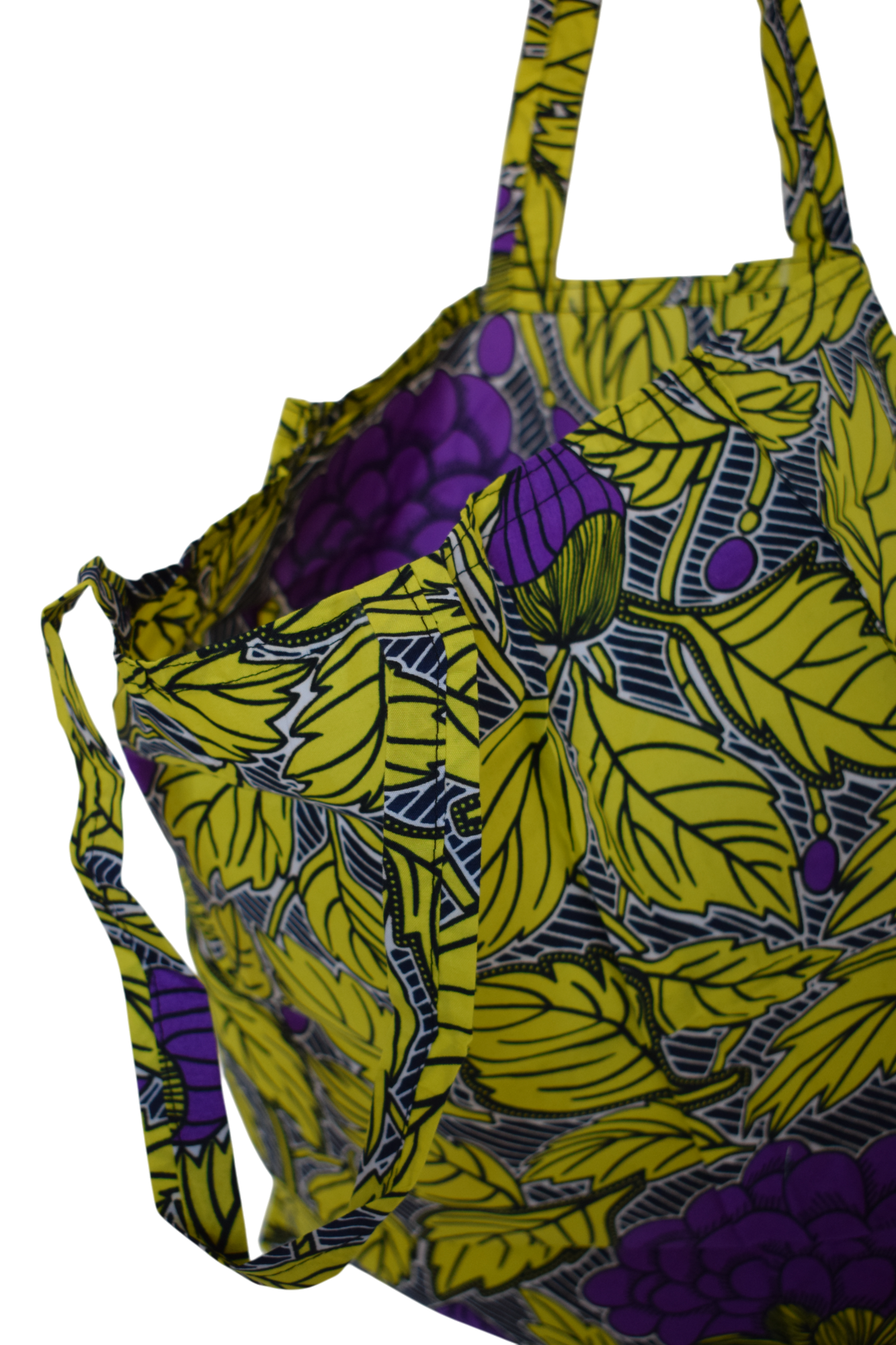 Tote bag pliable Feuilles Jaune Violet – Image 4