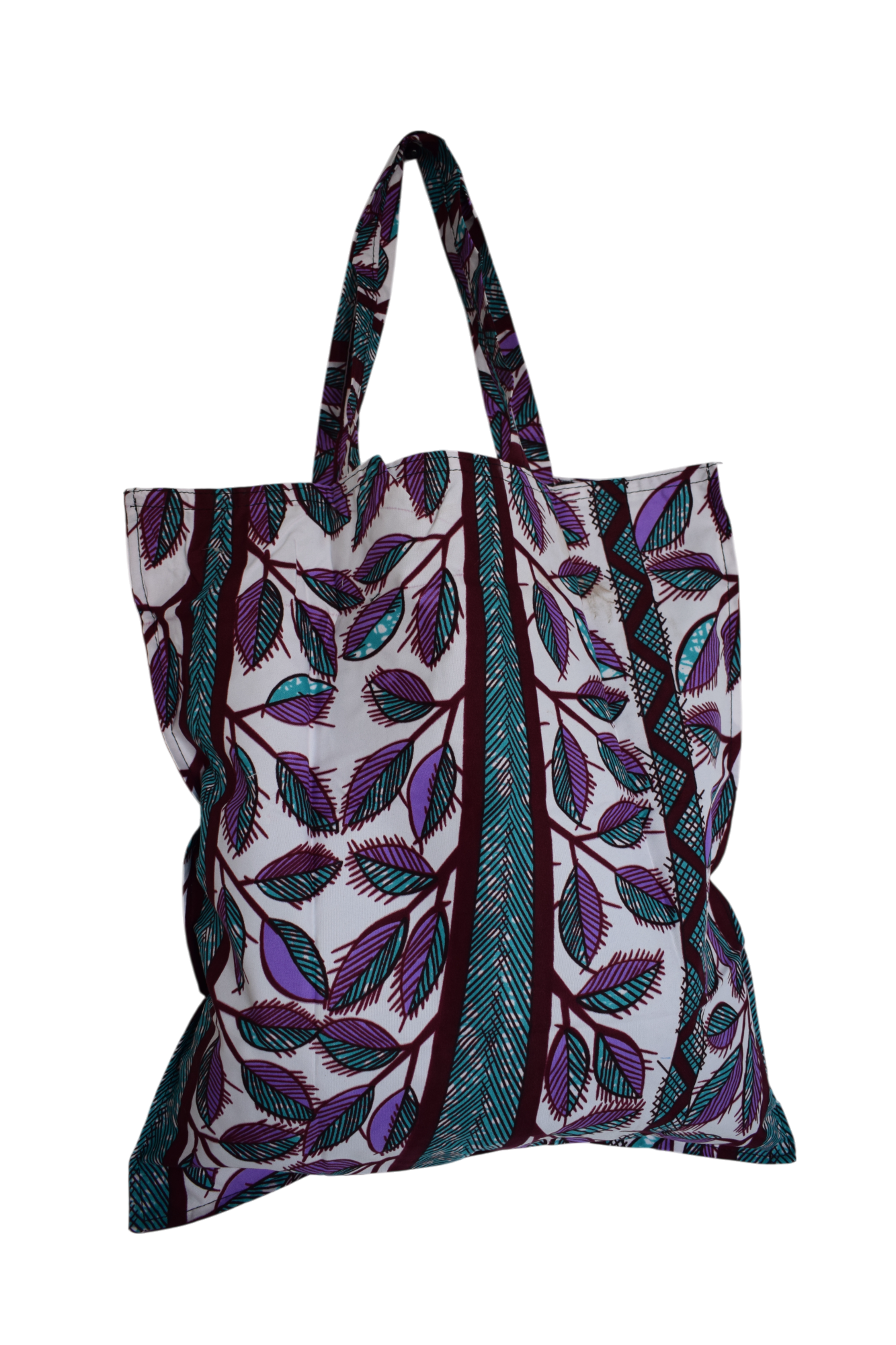 Tote bag pliable Feuilles Violet Turquoise – Image 2