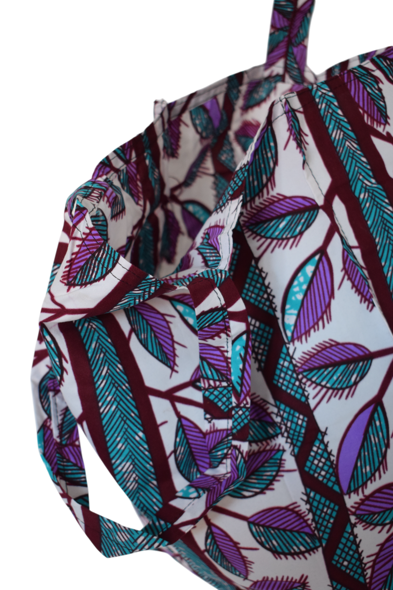 Tote bag pliable Feuilles Violet Turquoise – Image 4