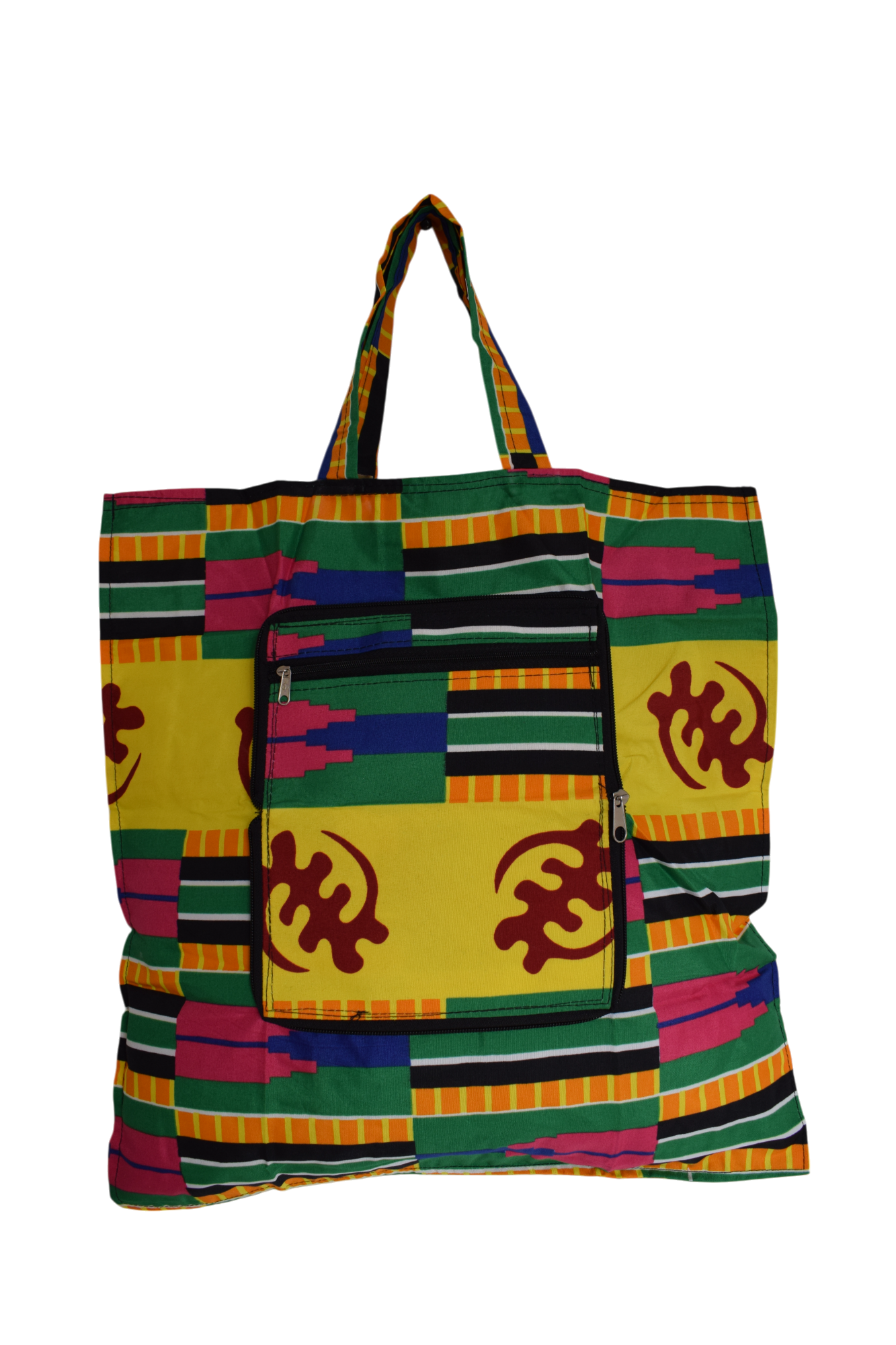 Tote bag pliable Gye Nyame Jaune Vert