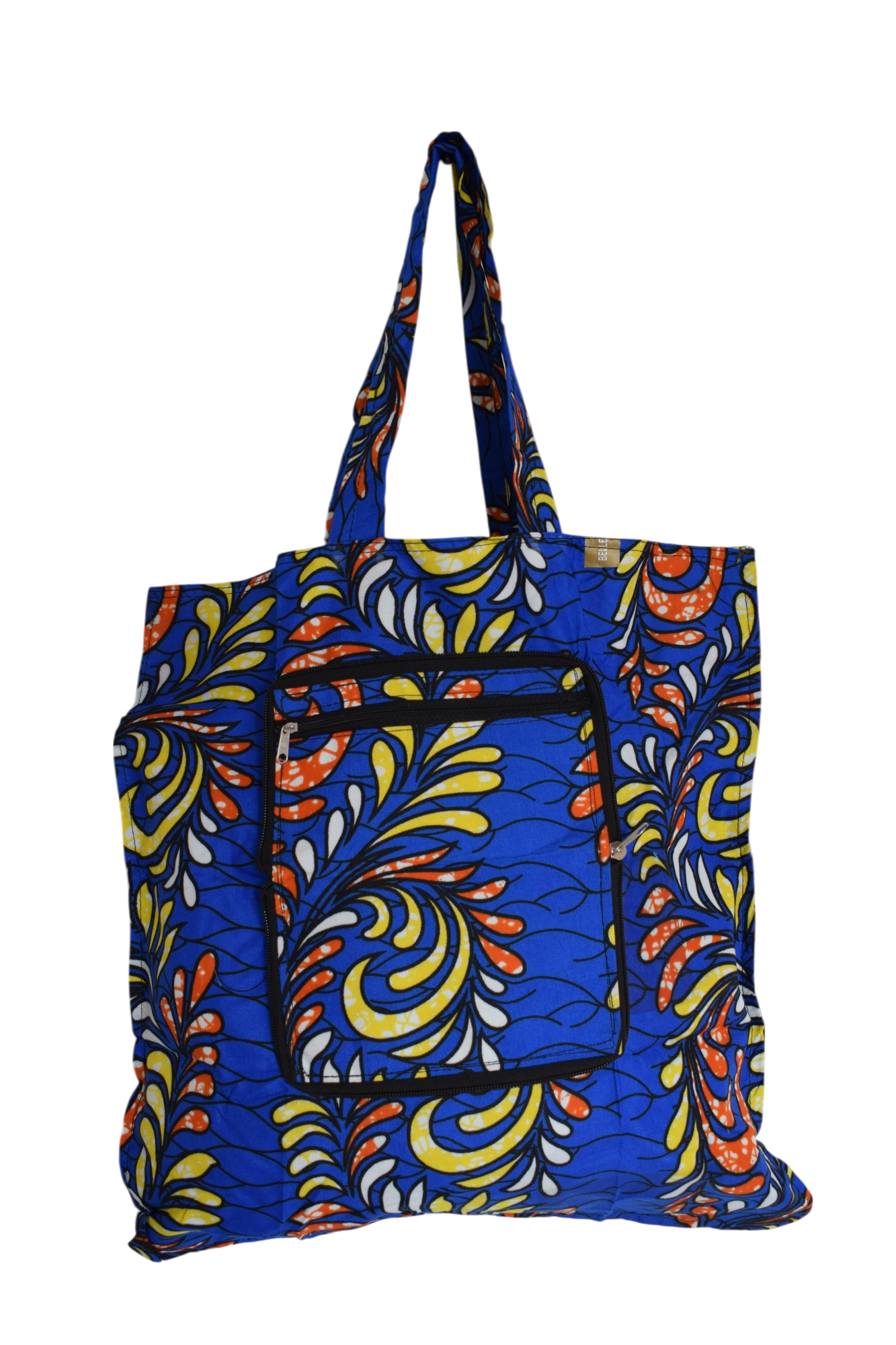 Tote bag pliable Feuilles Bleu Jaune Orange