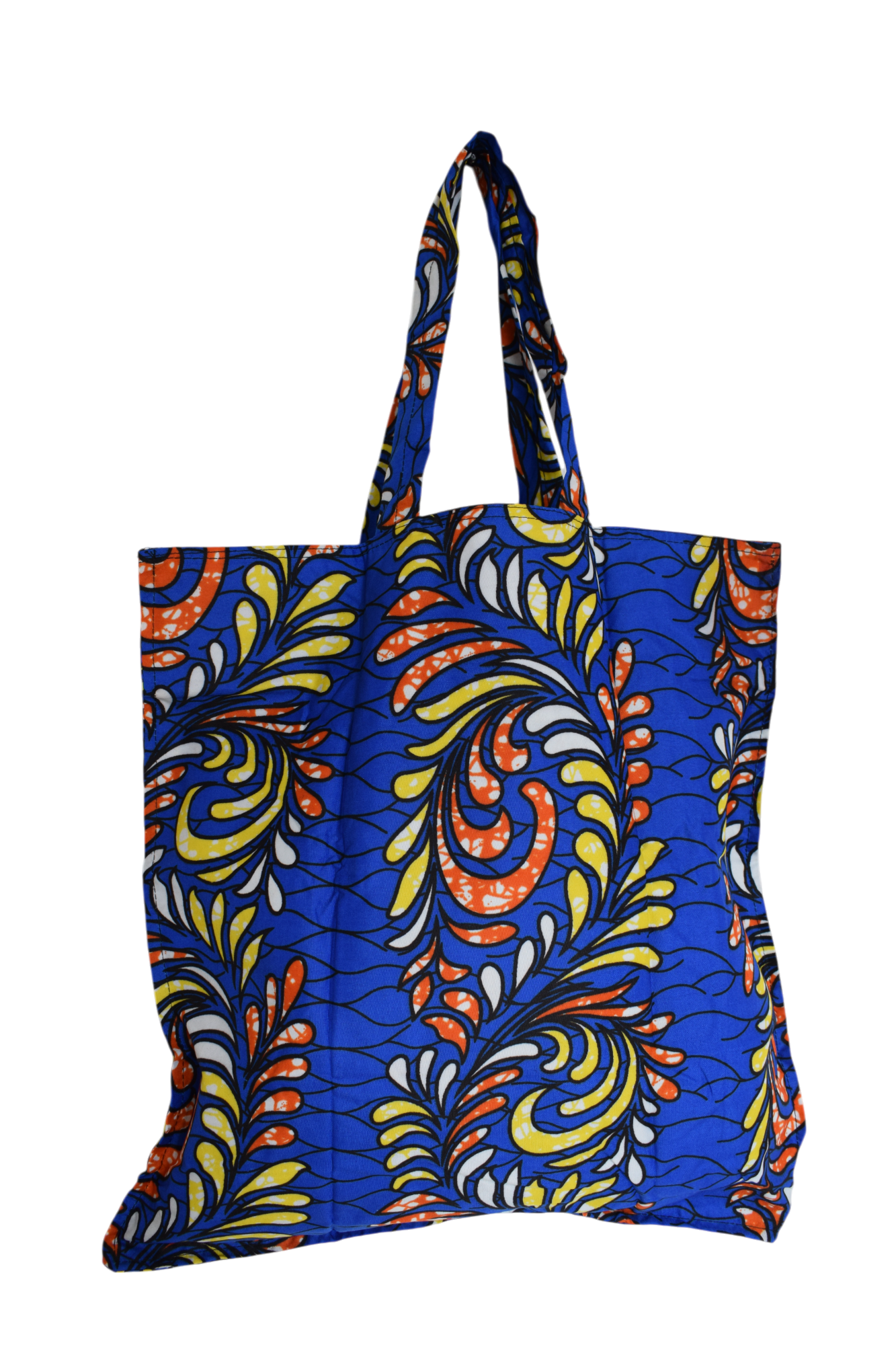 Tote bag pliable Feuilles Bleu Jaune Orange – Image 2