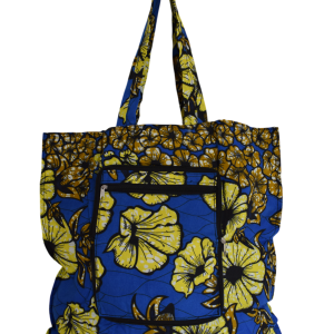 Tote bag pliable Fleurs Jaune Bleu