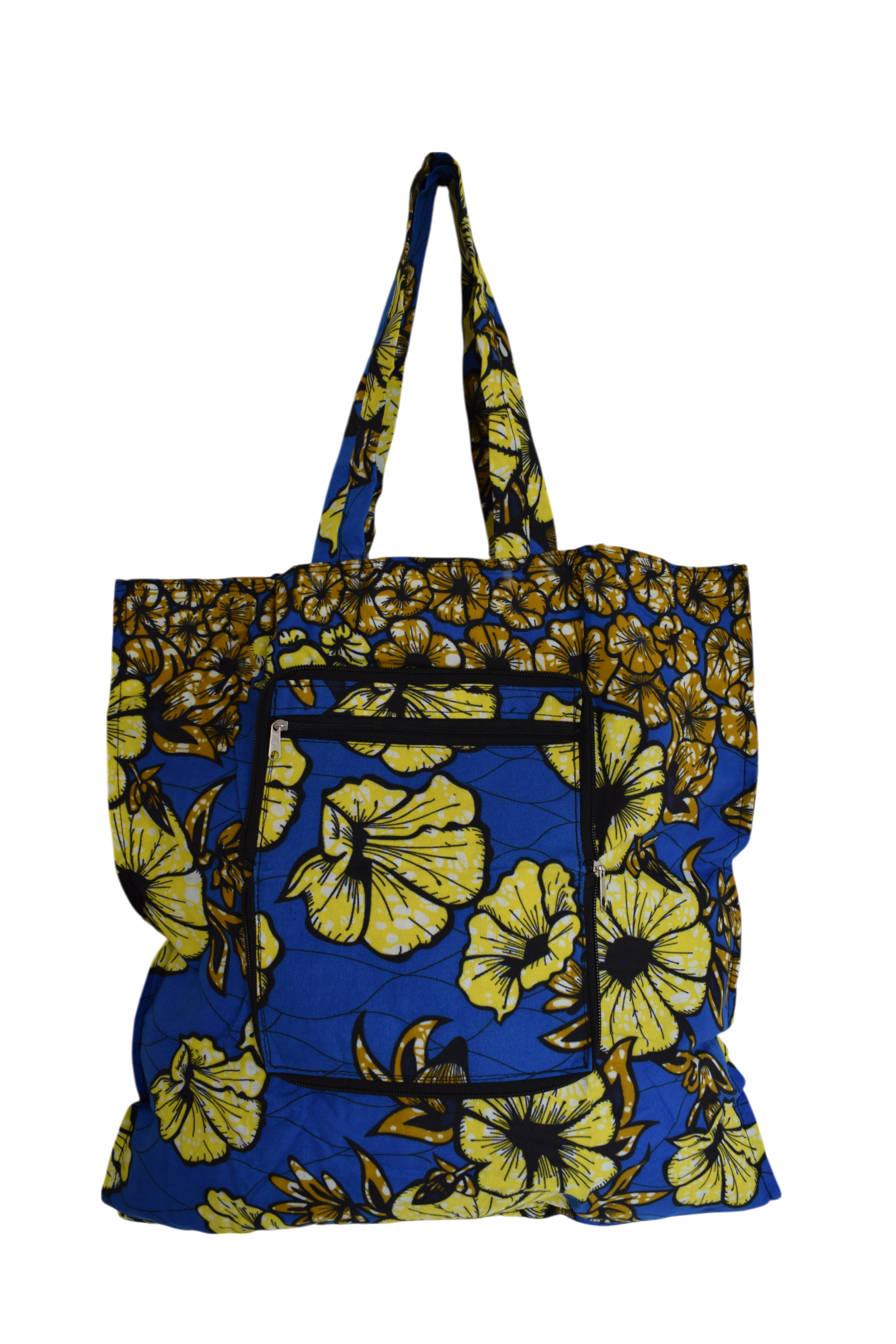 Tote bag pliable Fleurs Jaune Bleu