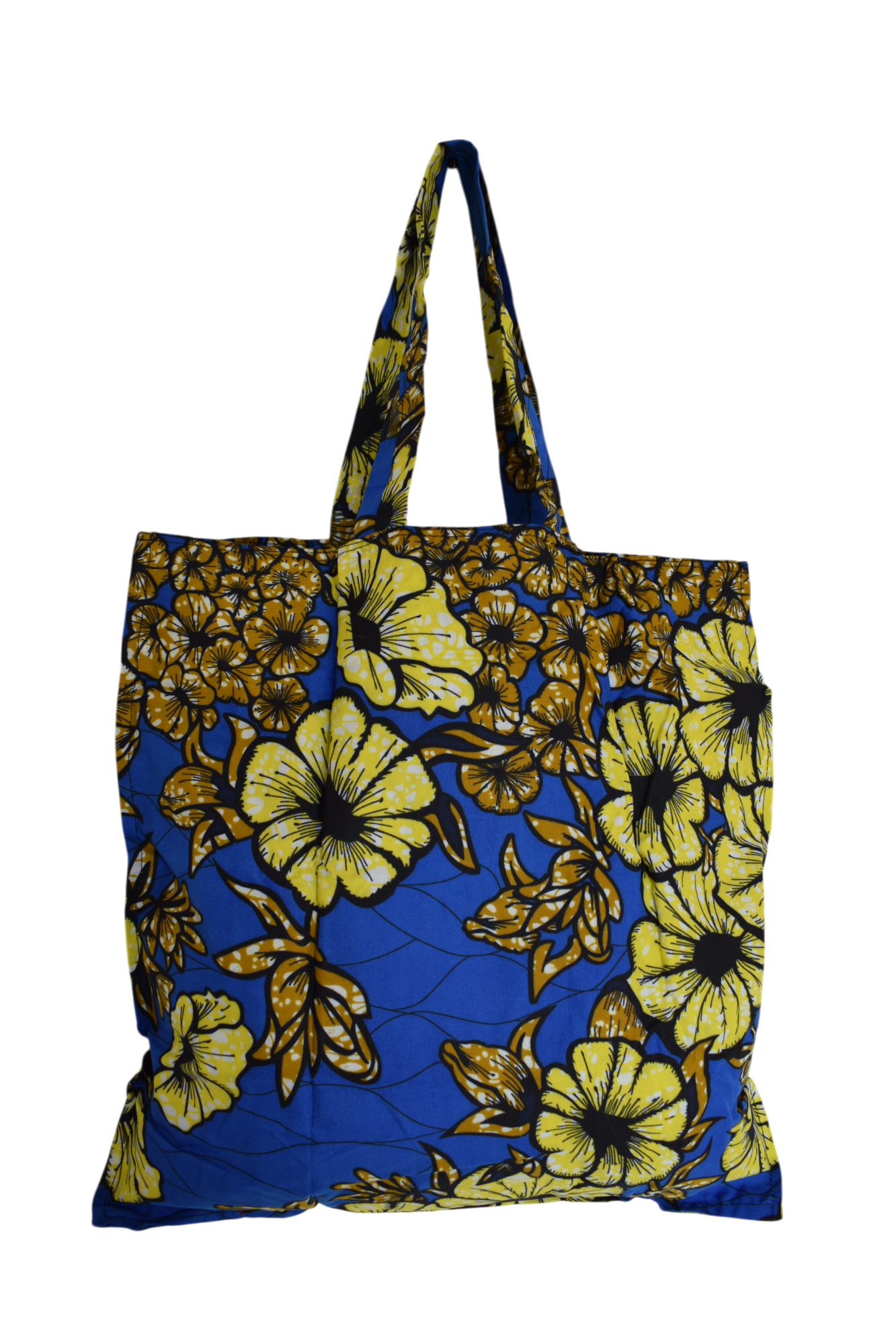 Tote bag pliable Fleurs Jaune Bleu – Image 2