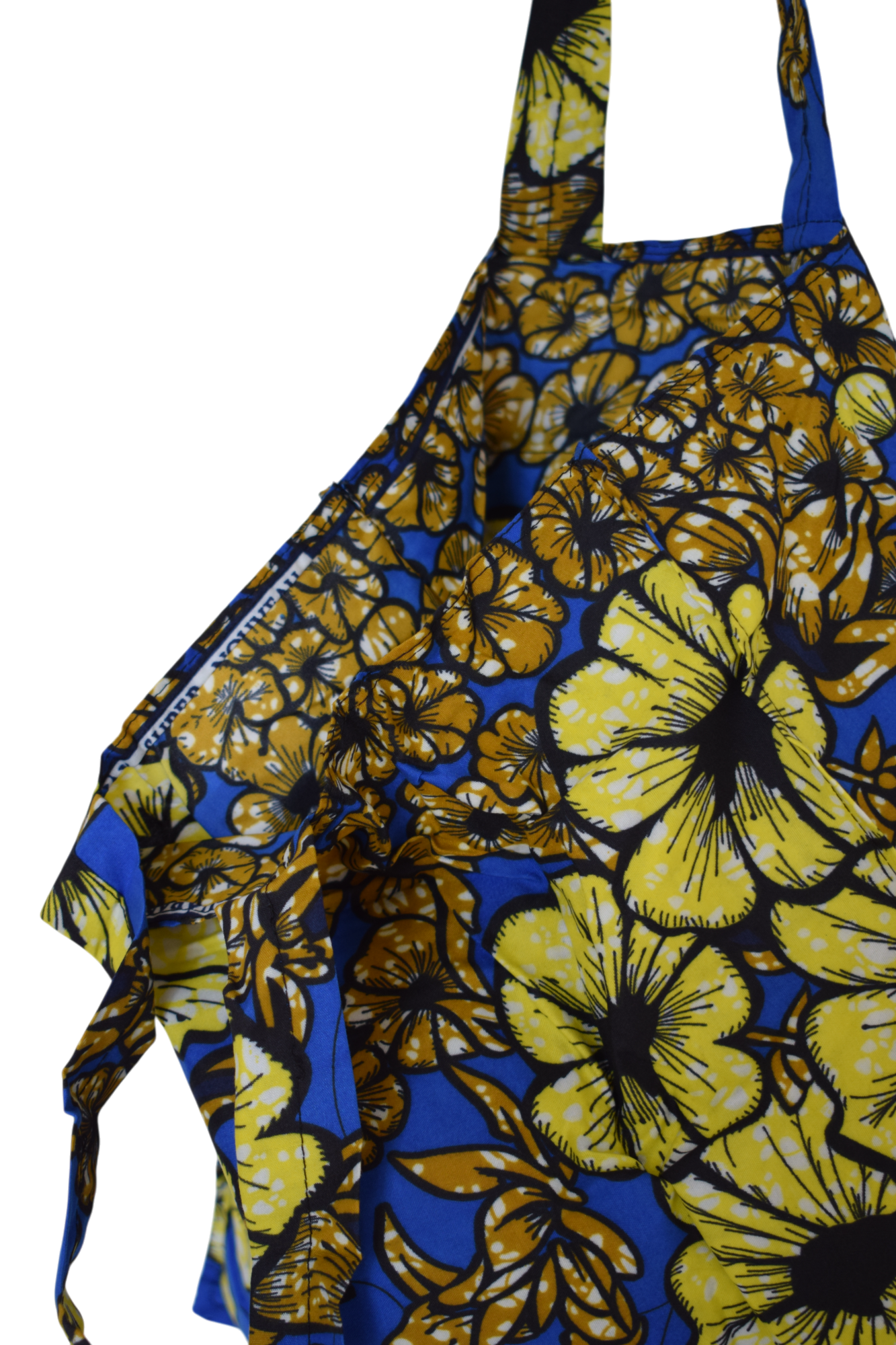 Tote bag pliable Fleurs Jaune Bleu – Image 4