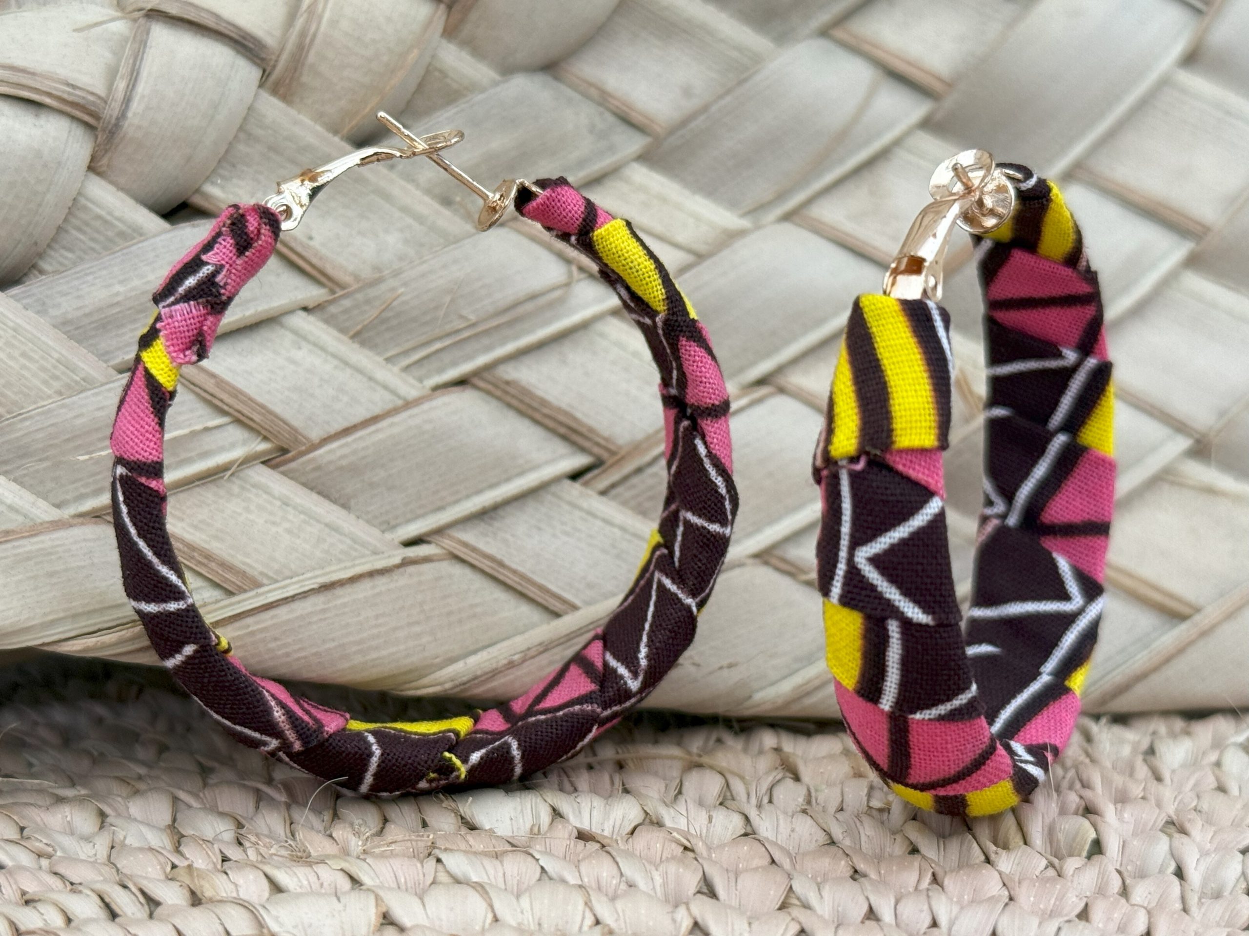 Ensemble collier boucles d’oreilles Rose Marron Jaune – Image 5