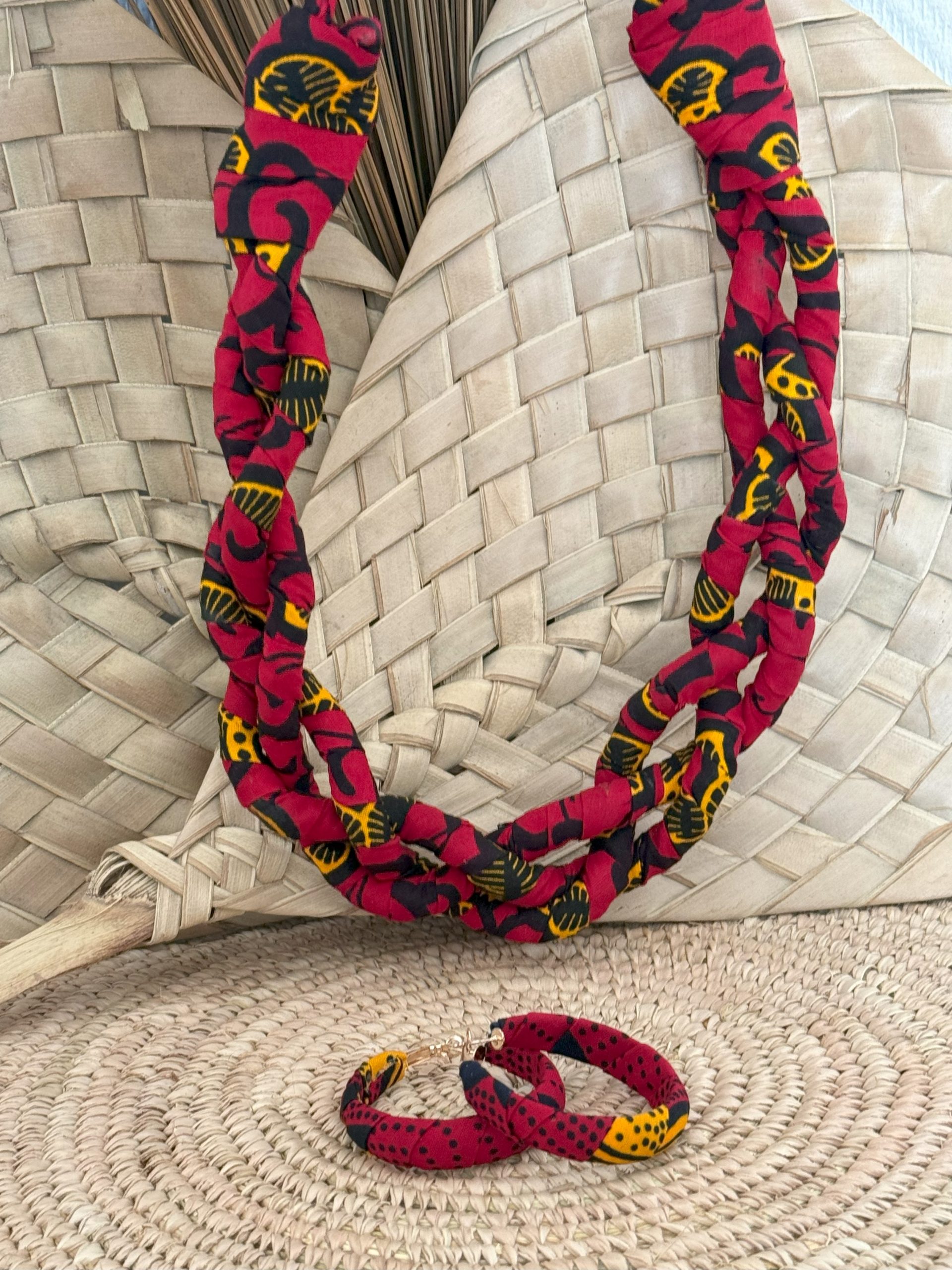 Ensemble collier boucles d’oreilles Rouge Orange – Image 4