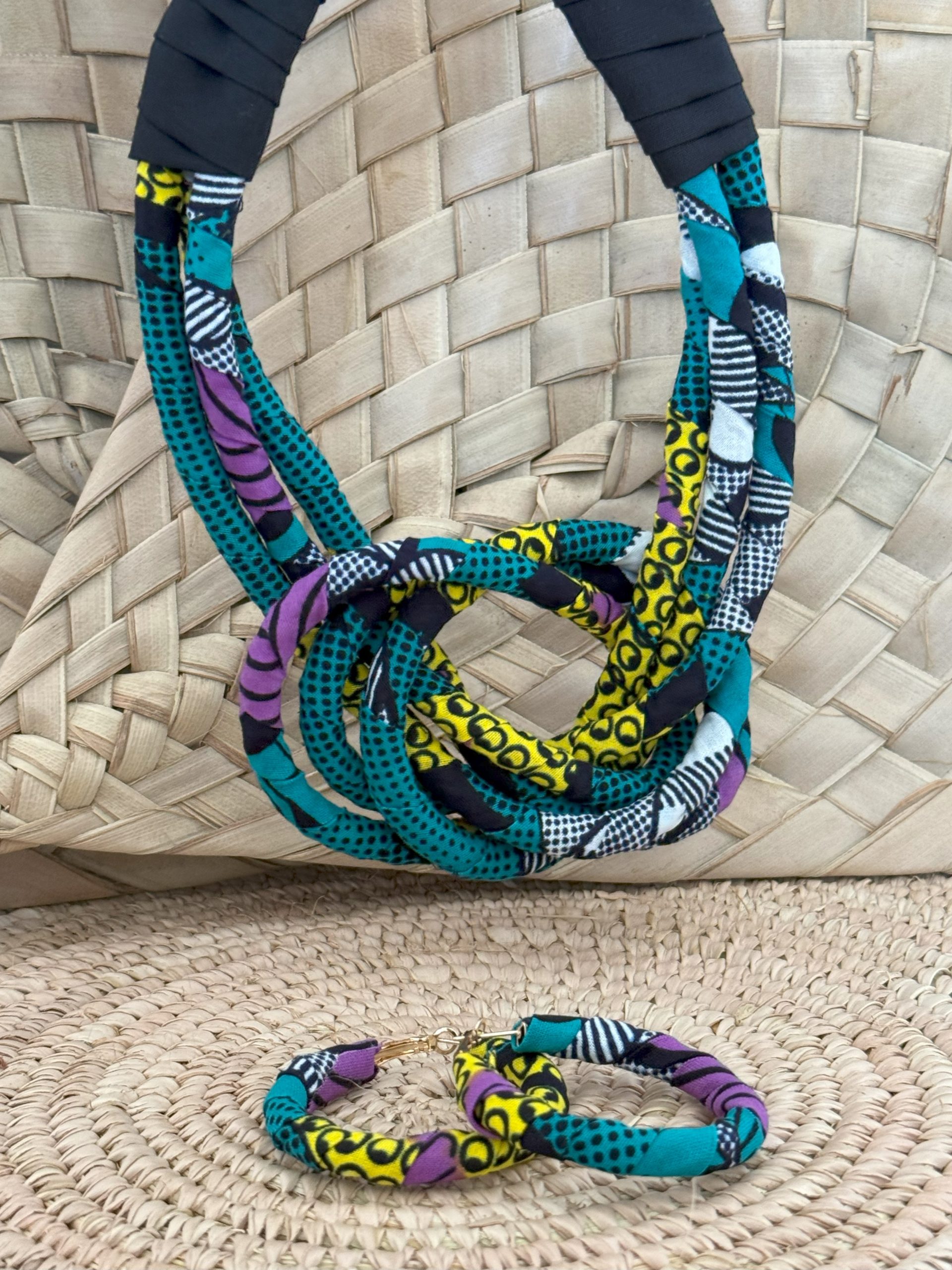 Ensemble collier boucles d’oreilles Vert Violet Jaune Noir – Image 4