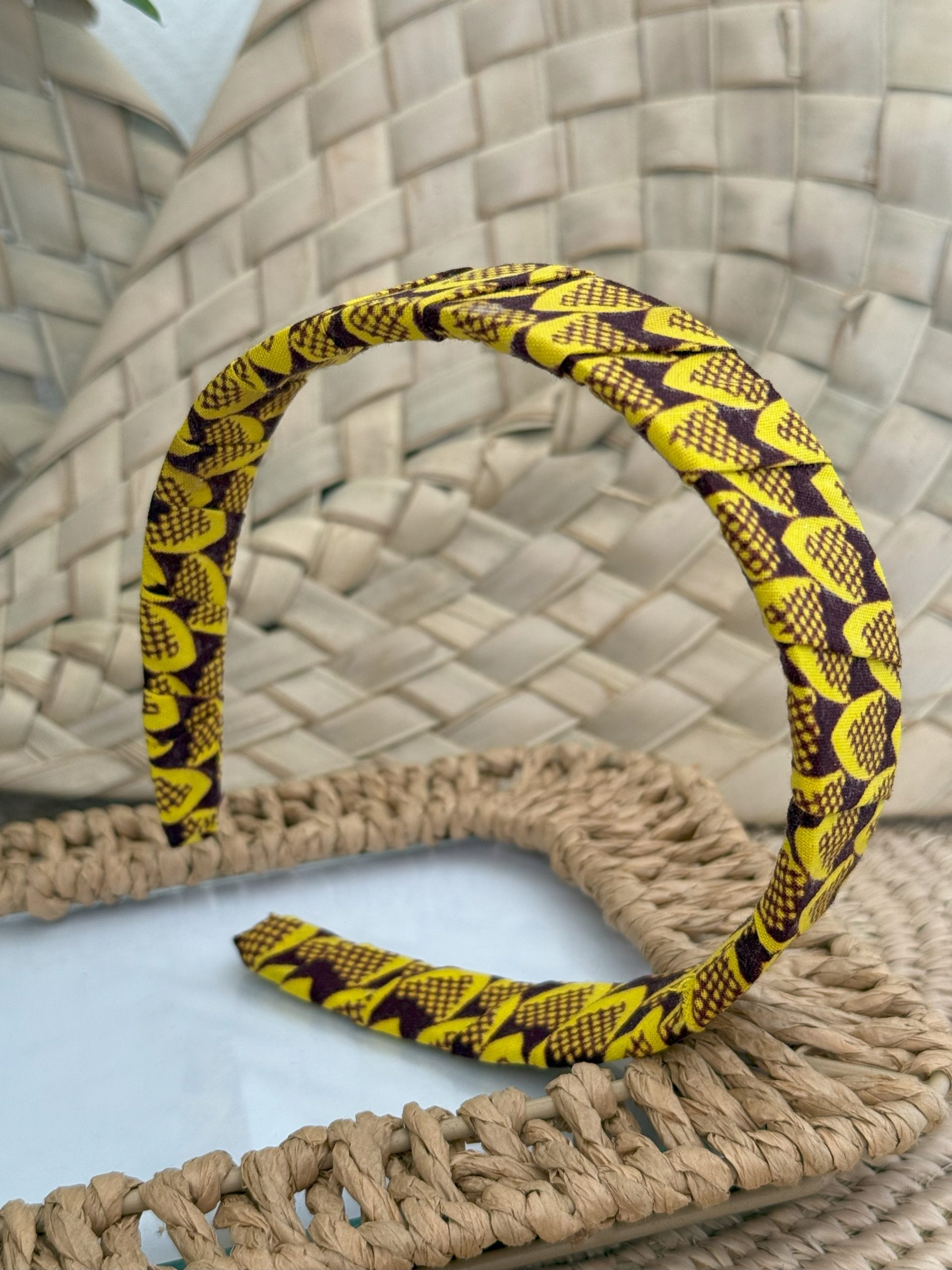 Ensemble serre-tête, bracelets et boucles d'oreilles Jaune Marron – Image 7