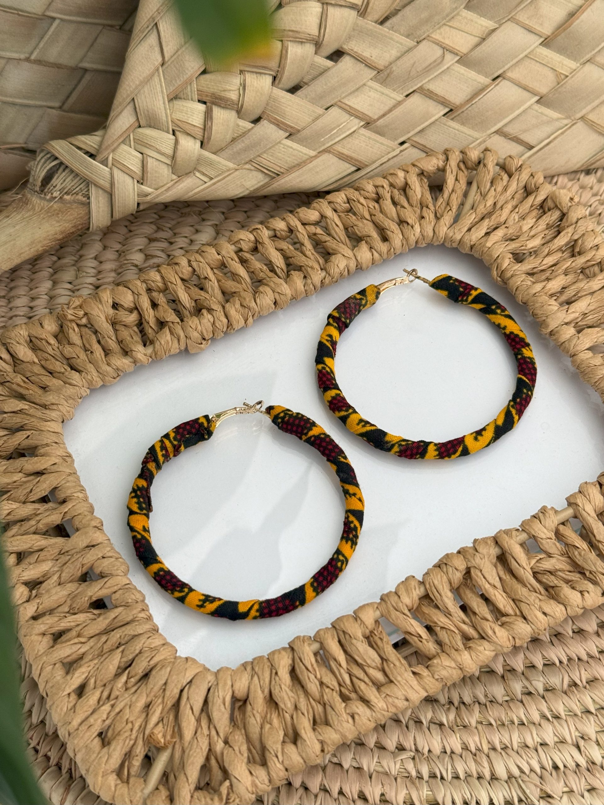 Ensemble serre-tête, bracelet et boucles d’oreilles Orange Noir Rouge – Image 3