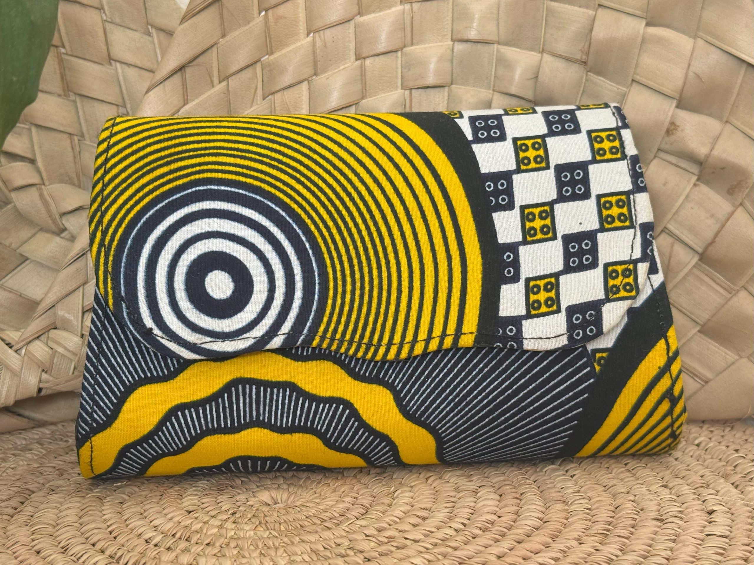 Pochette à main Jaune Bleu marine Blanc