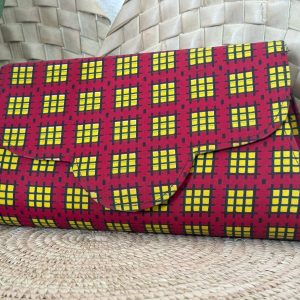 Pochette à main Rouge Jaune Quadrillé