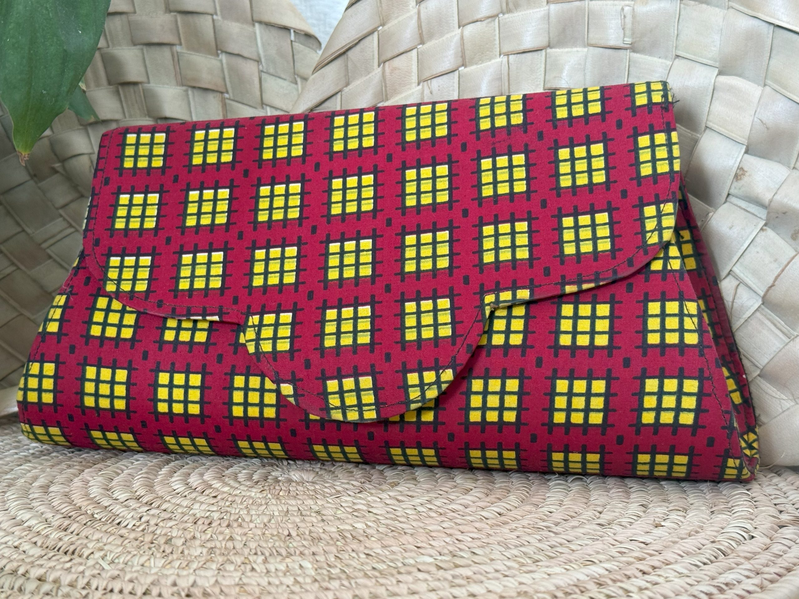 Pochette à main Rouge Jaune Quadrillé