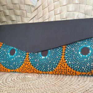 Pochette à main longue Noir Orange Turquoise